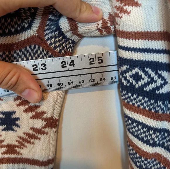 American Rag Cream Brown Navy Aztec Knit Crewneck Sweater Mens XL - Picture 7 of 9